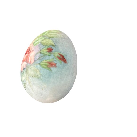 Vintage Porcelain Hand Painted Pink Rose Egg Easter Floral - Picture 4 of 10
